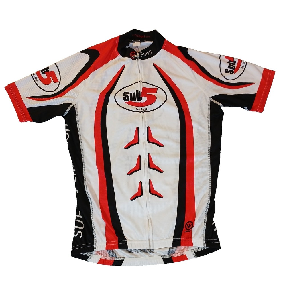 Canari Cycling Jersey Women Large White Red Sub 5 San Diego Full Zip Pockets